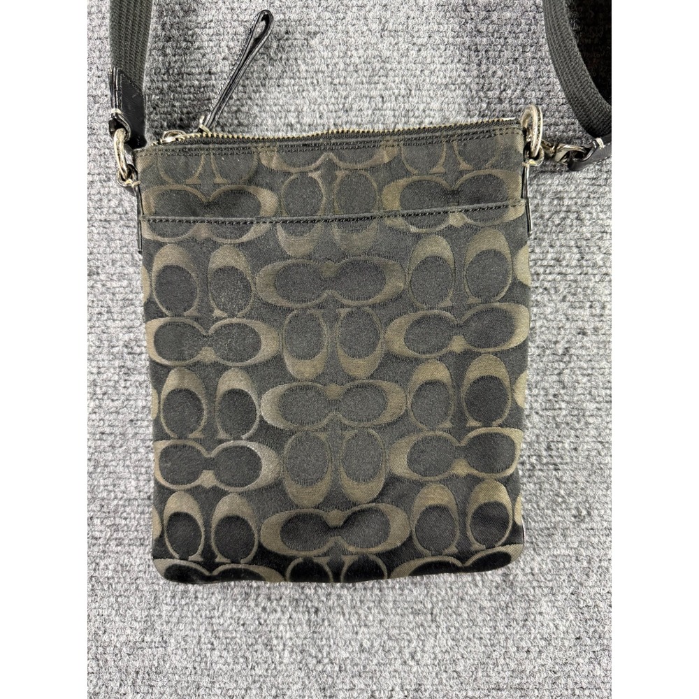 Coach Signature File Crossbody Bag Black Charcoal Jacquard Messenger 42707 - Picture 4 of 4